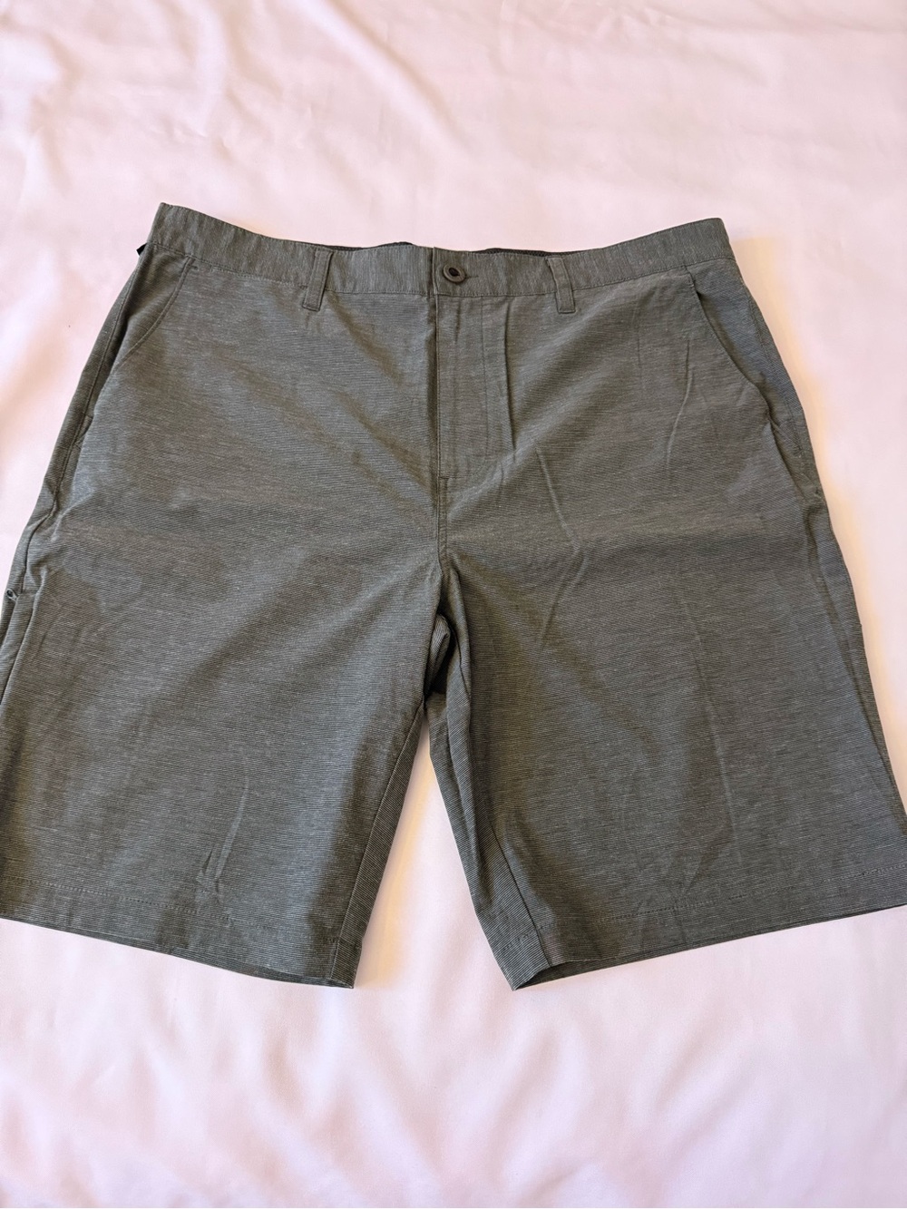 LAPG Men's 38 Green Chino Shorts Flat Front Button Closure Slash Pockets Blend